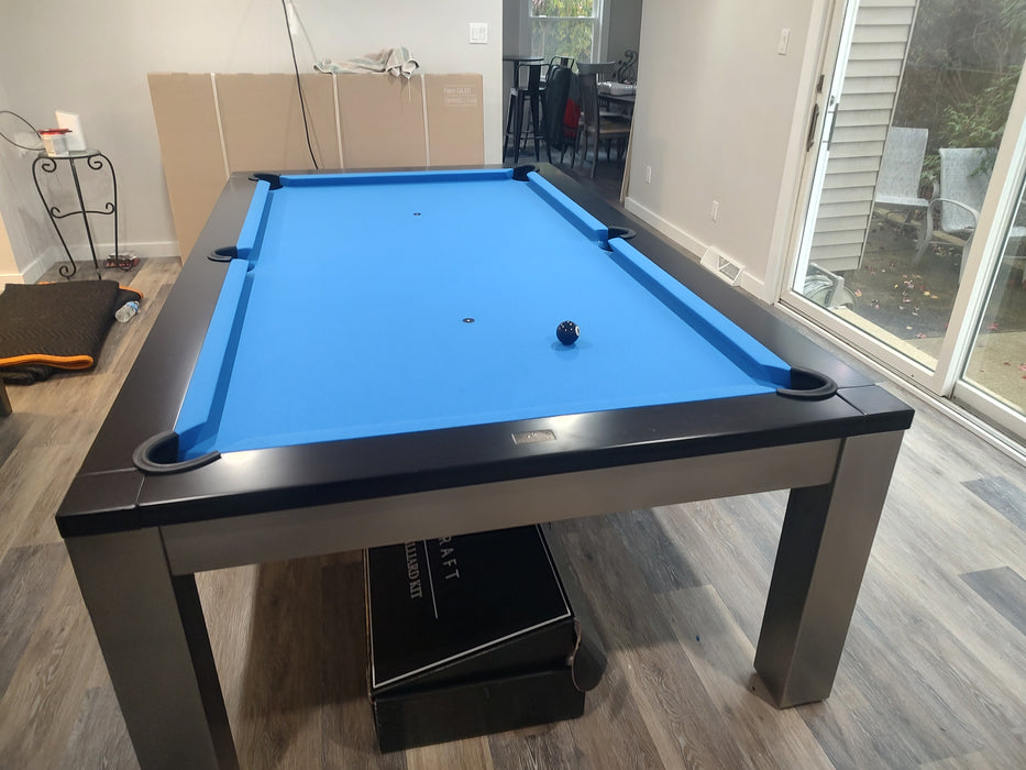 Playcraft Monaco 8' Slate Pool Table with Dining Top with Euro Blue Felt