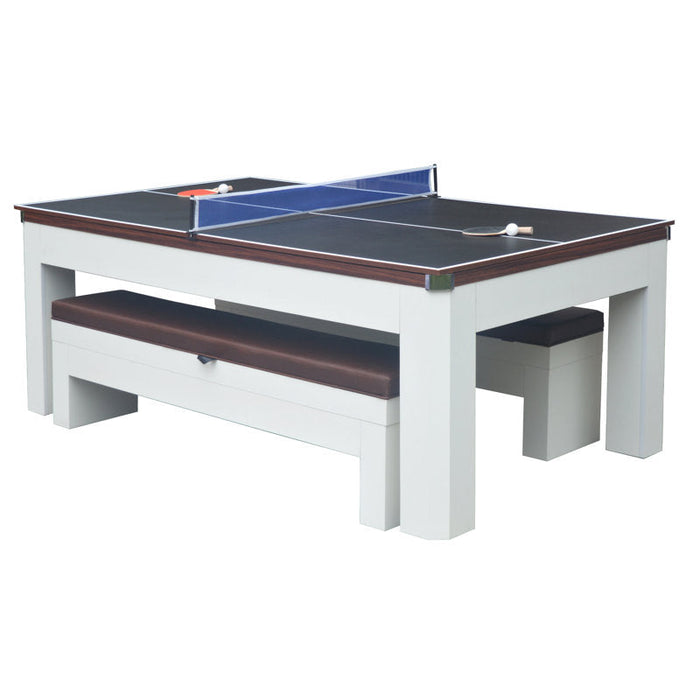 Hathaway Newport 7-ft Pool Table Combo Set w/ Benches in White