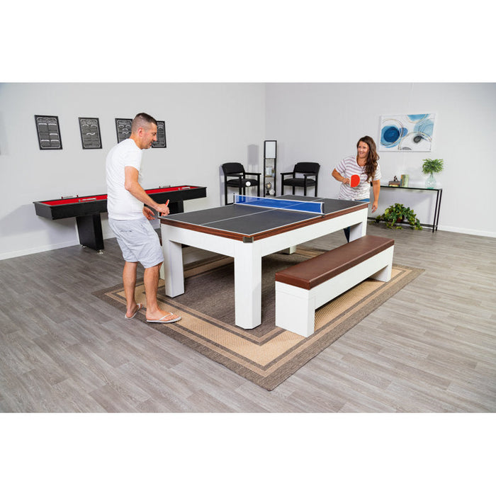 Hathaway Newport 7-ft Pool Table Combo Set w/ Benches in White