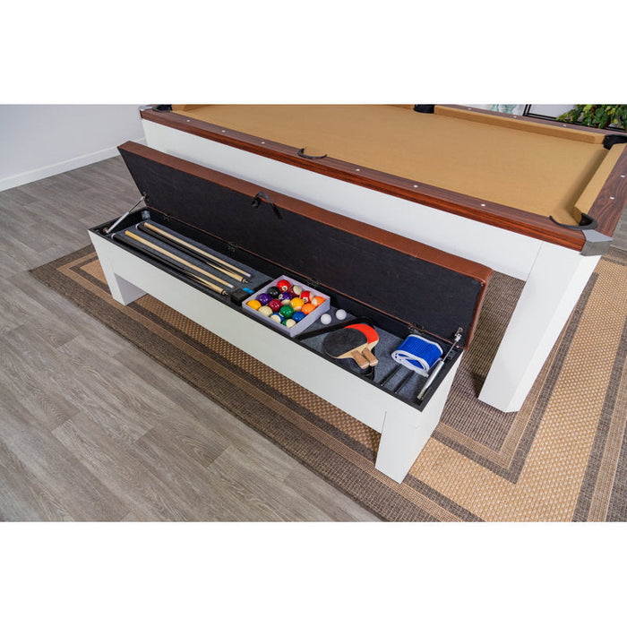 Hathaway Newport 7-ft Pool Table Combo Set w/ Benches in White