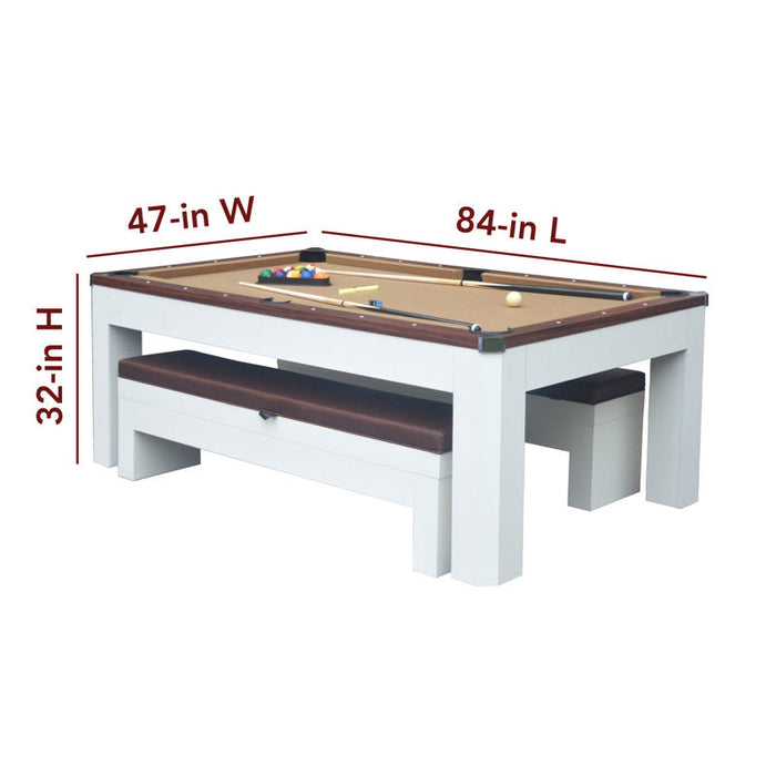 Hathaway Newport 7-ft Pool Table Combo Set w/ Benches in White
