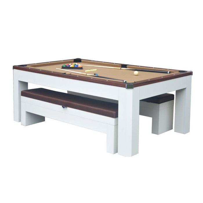 Hathaway Newport 7-ft Pool Table Combo Set w/ Benches in White