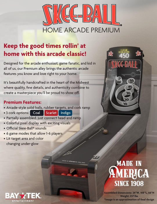 Skee-Ball Home Premium Arcade with Coal Cork