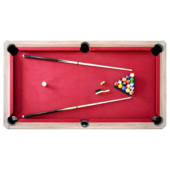 Hathaway Newport 7-ft Pool Table Combo Set w/ Benches in Light Oak with Red Felt