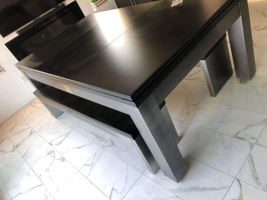 Complete Playcraft Monaco 8' Slate Pool Table with Dining Top and Benches
