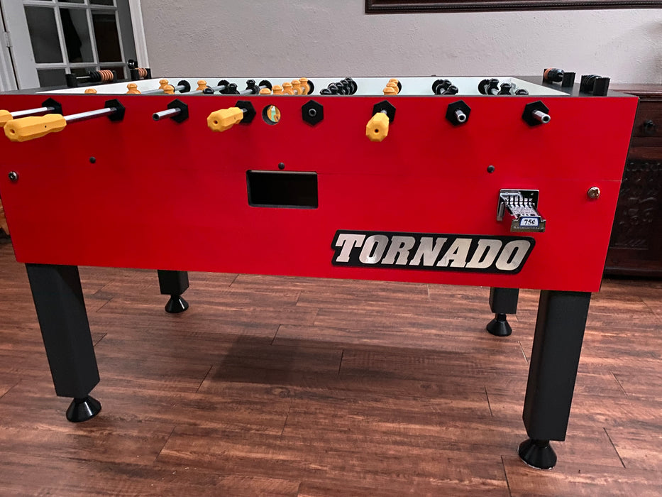 Tornado T-3000 Foosball Table In Red (Coin) set coin mechanism
