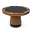 Round wooden table with a black playing surface on a white background