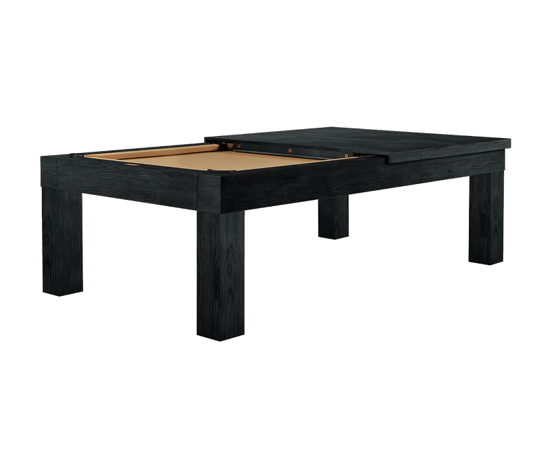 American Heritage Billiards Alta 8' Slate Pool Table in Black Ash Dining Top and Benches