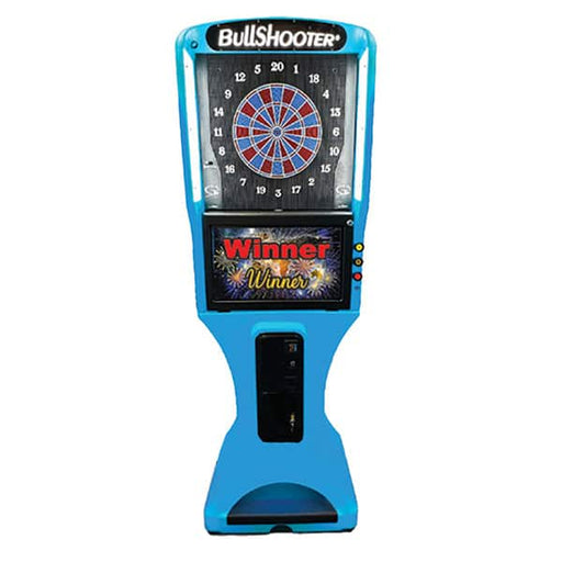 Arachnid Galaxy 3 Ice blue dartboard arcade machine with automatic target flip feature.
