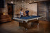 Brunswick Billiards Gold Crown VI 9' Slate Pool Table in Skyline Walnut/Espresso w/ Gully Return