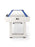 American Heritage Lanai 12' Pearl White Shuffleboard Table, all-weather aluminum, blue edges.