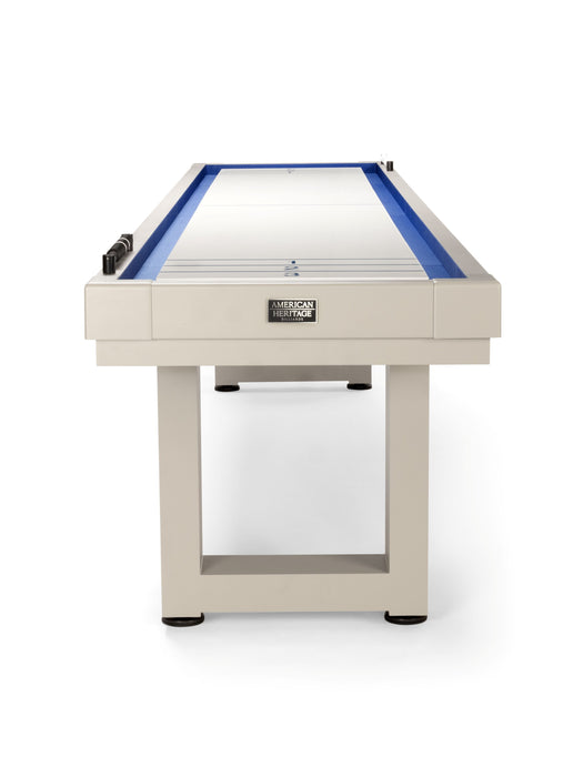 American Heritage Lanai 12' Oyster Grey Outdoor Shuffleboard Table, all-weather aluminum.