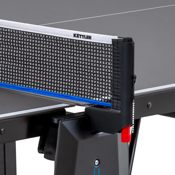 Close-up of a black Kettler net on the Sedona Outdoor Table Tennis Table by Kettler.