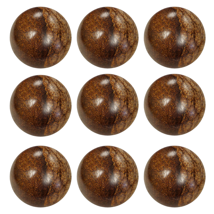 Nine brown balls in a 3x3 grid, like Bay Tek's Skee-Ball Signature Steel home arcade.