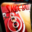 Close-up of a skee-ball game with red and yellow colors.