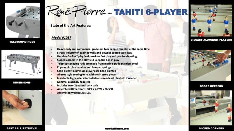 Rene Pierre Tahiti Outdoor 6 Player Foosball Table Cut Sheet