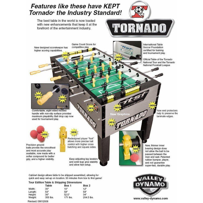 Tornado Tournament Professional T-3000 Competition Foosball Table in Silver