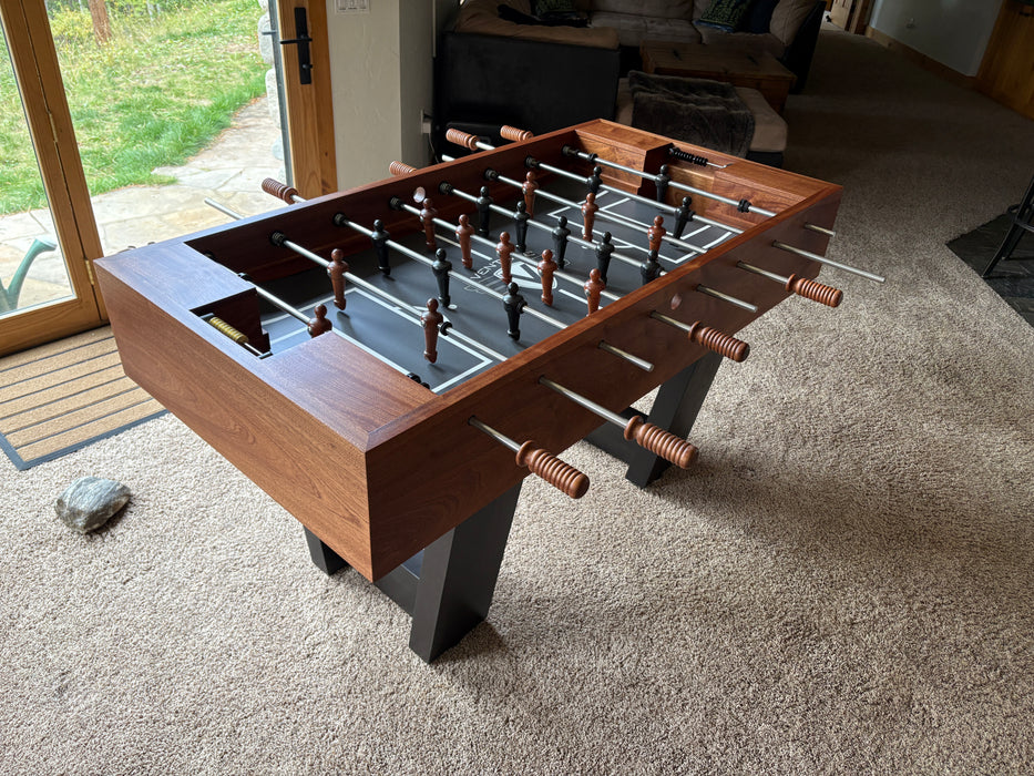Custom Made Venture Monaco Foosball Table with Cabinet in Mahogany Stain, build on Ash Wood