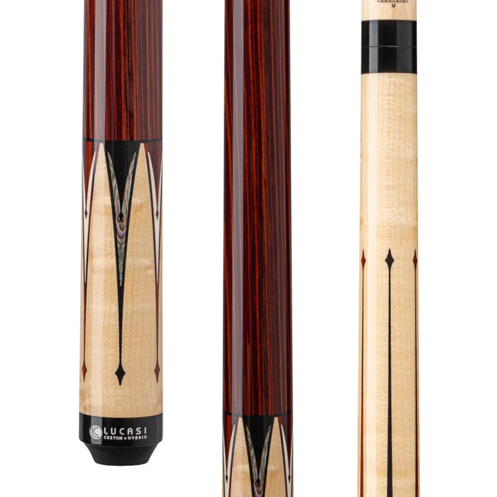 Lucasi Custom Natural Birdseye Maple & Black/White Mother of Pearl Inlays Wrapless Cue - LZC63