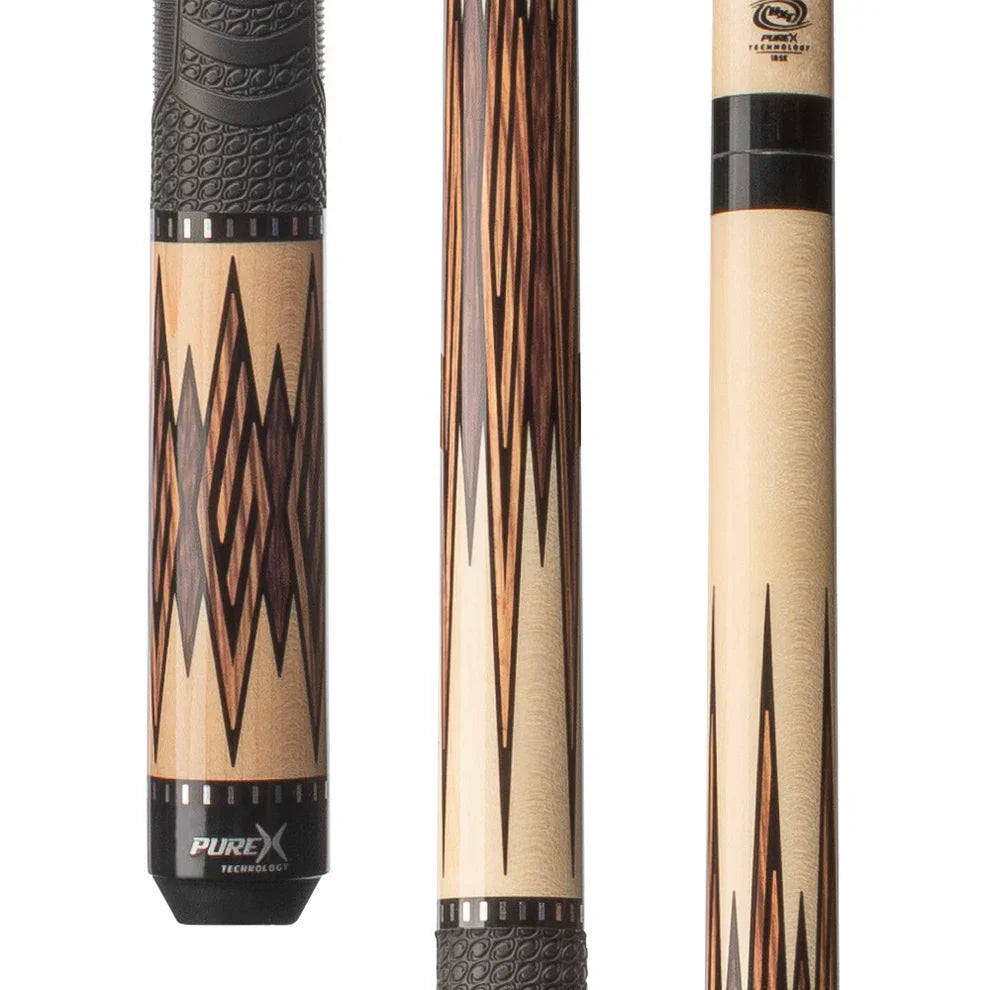 Pure X Natural Maple & Bocote Cue with MZ Grip — Luxe Game Tables