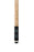 A close-up of the Lucasi Lux® LUX68 Cue with a zero flex slim shaft and patterned handle.