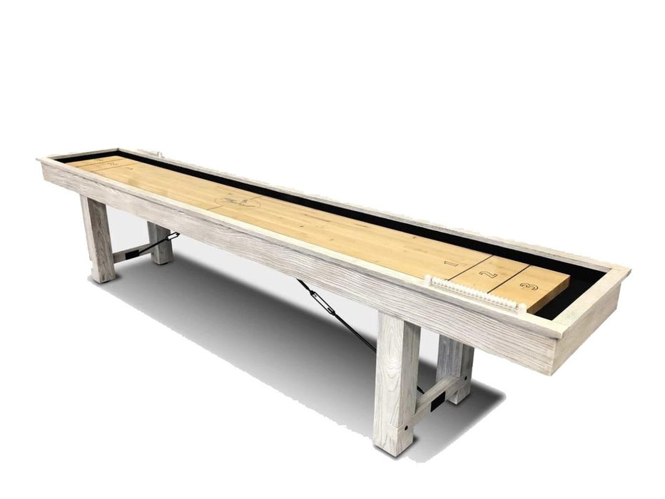 Playcraft 12' Montauk Shuffleboard Table in Weathered Whitewash