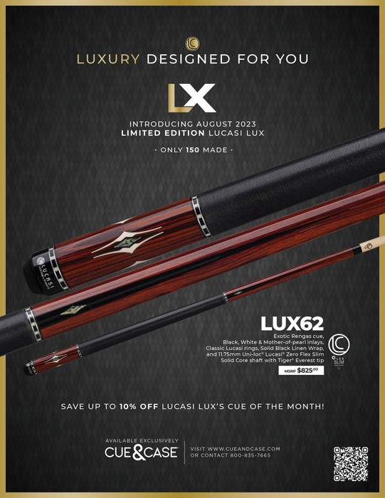 Lucasi Lux® LUX62 Pool Cue — Luxe Game Tables
