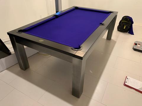 Playcraft Monaco 8' Slate Pool Table with Dining Top Tournament Blue Felt