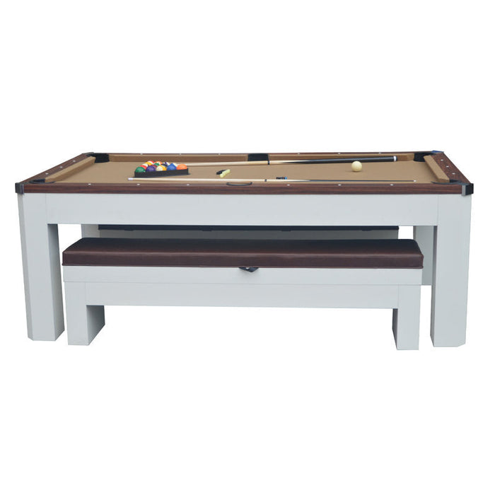 Hathaway Newport 7-ft Pool Table Combo Set w/ Benches in White