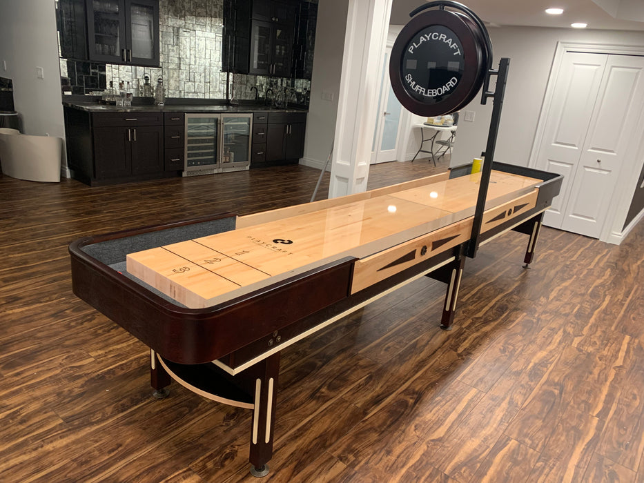Playcraft Telluride 16' Pro Style Shuffleboard Table in Espresso with optional Overhead Electronic Scoring