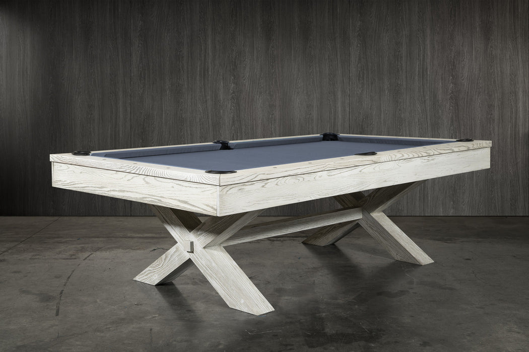 Nixon CrissyCross 8' Slate Pool Table in Whitewash Finish w/ Dining Top Option